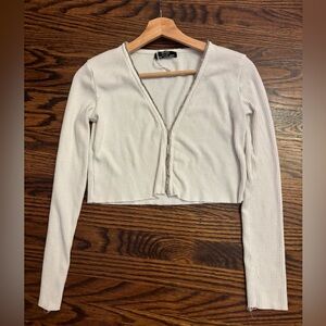 Berksha White Sweater with Gem Trimming